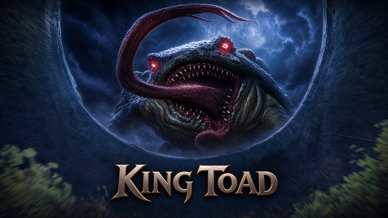 A giant Kingtoad emerging from dark blue water